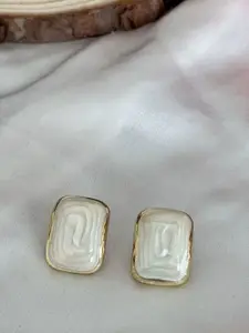 The Jewellery Tale Gold-Plated Square Shaped Enamelled Studs