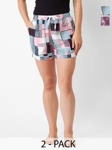NOIRA Women Pack Of 2 Printed Lounge Shorts