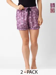 NOIRA Women Pack Of 2 Printed Lounge Shorts