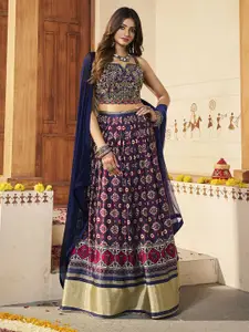 Fusionic Embroidered Mirror Work Ready to Wear Lehenga & Blouse With Dupatta