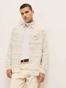 THE BEAR HOUSE Men Button-Down Collar Horizontal Striped Relaxed Fit Casual Shirt