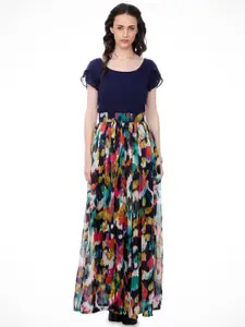 BAESD Abstract Printed Chiffon Maxi Dress