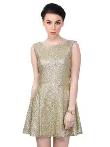 BAESD Embellished Fit & Flare Backless Mini Dress