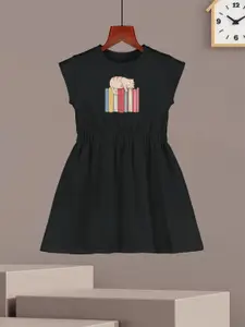 HELLCAT Girls Graphic Printed Cotton Fit & Flare Dress