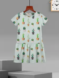 HELLCAT Girls Cotton Printed Drop-Waist Dress
