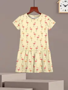 HELLCAT Girl Tropical Flamingo Print Drop-Waist Dress