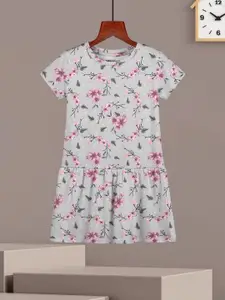 HELLCAT Girls Floral Print Short Sleeves A-Line Dress