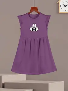 HELLCAT Girls Graphic Printed Cotton Fit & Flare Dress