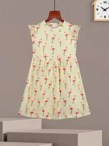 HELLCAT Print Flutter Sleeve A-Line Dress