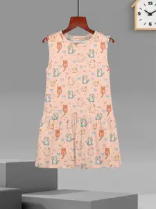 HELLCAT Girls Cotton Printed A-Line Dress