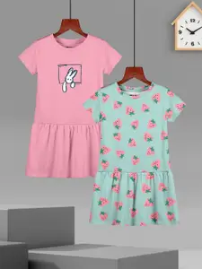 HELLCAT Girls Pack Of 2 Printed Drop-Waist Dress