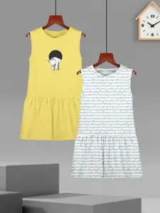 HELLCAT Girls Pack Of 2 Printed Cotton A-Line Dress