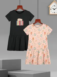 HELLCAT Girls Pack Of 2 Printed A-Line Dress