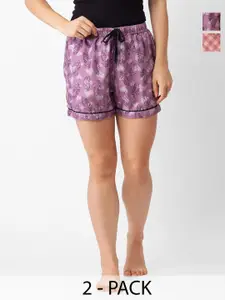 NOIRA Women Pack Of 2 Printed Lounge Shorts