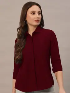 The Roadster Lifestyle Co. Women Slim Fit Spread Collar Solid Casual Shirt