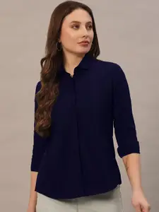 The Roadster Lifestyle Co. Women Slim Fit Spread Collar Solid Casual Shirt