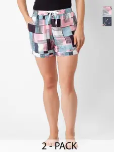 NOIRA Women Pack of 2 Floral Printed Lounge Shorts