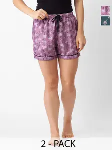 NOIRA Women Pack Of 2 Printed Lounge Shorts