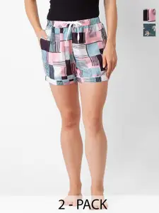 NOIRA Women 2Pcs Printed Lounge Shorts