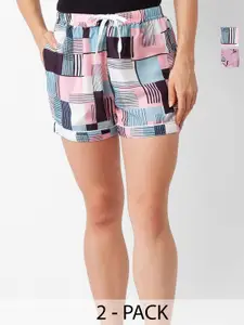 NOIRA Women Pack Of 2 Printed Lounge Shorts