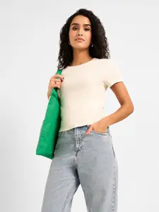 People Women Cotton Fitted Casual Top