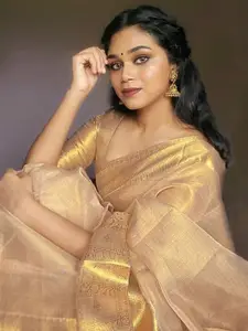 KALINI Ethnic Motifs Woven Design Zari Tissue Banarasi Saree