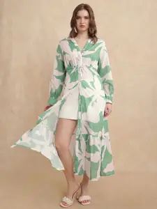 RAREISM Floral Printed Cotton Long Sleeves Shrug