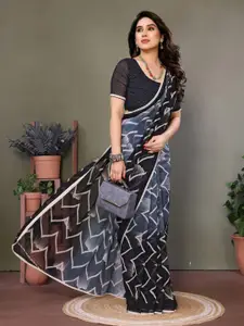 KALINI Geometric Printed Pure Georgette Saree