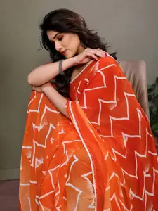 KALINI Printed Pure Georgette Block Print Saree