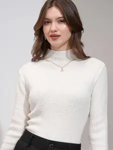 ESPYR By Tokyo Talkies Women Self Design Turtle Neck Sweater