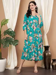 Anouk Women Floral Printed Fit and Flare Midi Dress