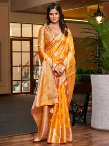 KALINI Ethnic Motifs Zari Organza Banarasi Saree