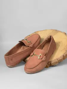 Hush Puppies Women Comfort Insole Textured Loafers With Buckles Details