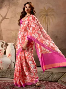 Anouk Floral Printed Zari Saree