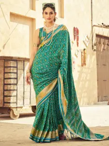 Mitera Kalamkari Woven Design Zari Organza Pochampally Saree