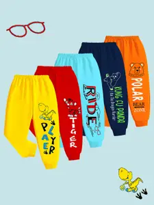 KUCHIPOO Boys Pack Of 5 Mid Rise Joggers