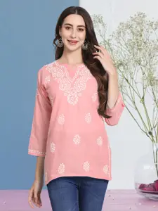 PARAMOUNT CHIKAN Women Ethnic Motifs Embroidered Chikankari  Kurti