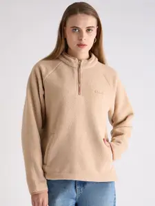 ELLE Women Self-Design Mock Neck Sweatshirt