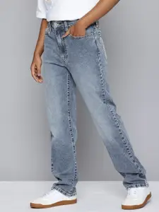 Levis Women Wedgie Straight Fit High-Rise Heavy Fade Stretchable Jeans