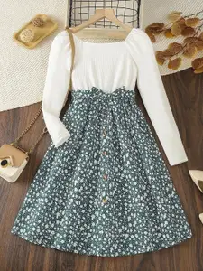 BAESD Girls Floral Print Choker Neck A-Line Dress