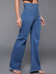 Miss Chase Women Wide Leg High-Rise Stretchable Jeans