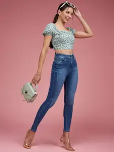 Miss Chase Women Skinny Fit High-Rise Light Fade Stretchable Jeans