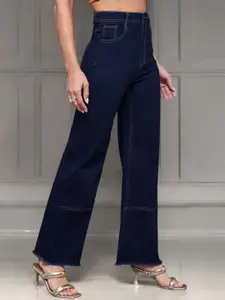 Miss Chase Women Wide Leg High-Rise Stretchable Jeans