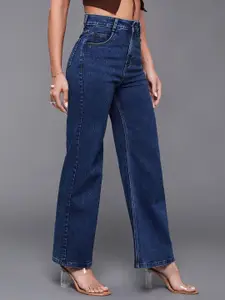 Miss Chase Women Wide Leg High-Rise Stretchable Jeans