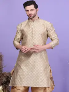 Larwa Ethnic Motifs Woven Design Mandarin Collar Jacquard Kurta