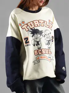 COMICSENSE Dragon Ball Z Anime Turtle School Printed Oversized Drop Shoulder Sweatshirt