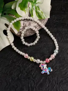 Jewelz Girls Taddy Artificial Beads Beaded Necklace With Bracelet