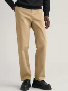 GANT Men Cotton Mid-Rise Regular Twill Trousers