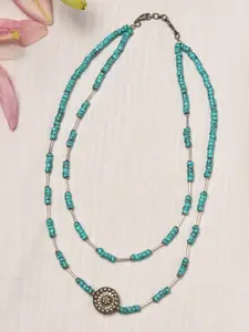 JAYPORE Silver-Plated Artificial Stones Studded Necklace