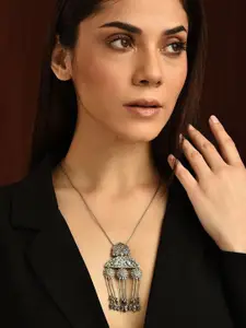 JAYPORE Silver-Plated Antique Minimal Necklace